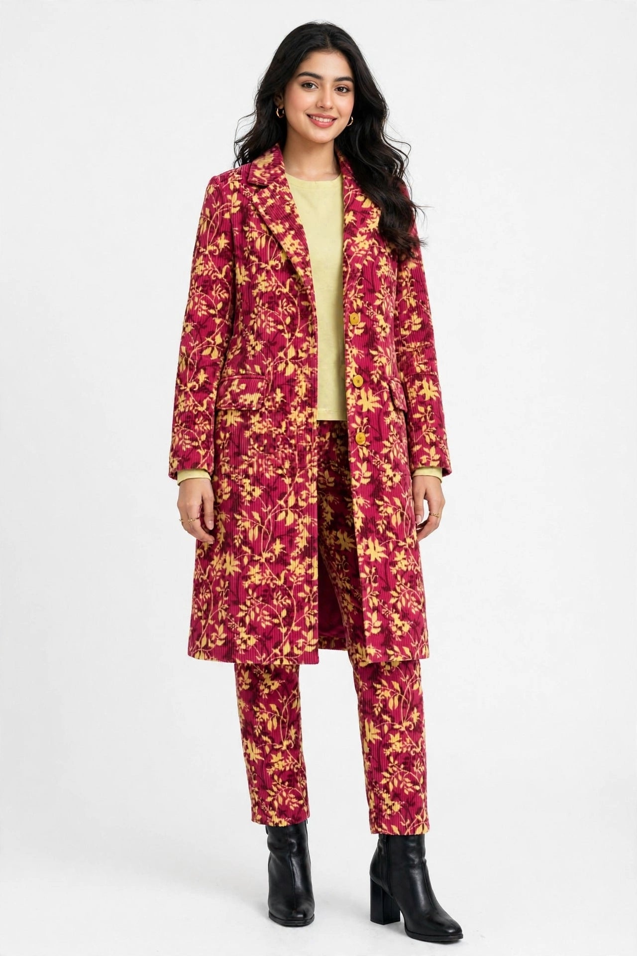 Allover Red Jal courdry velvet