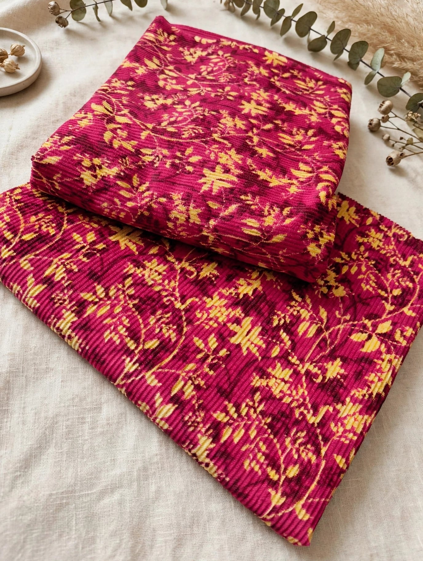 Allover Red Jal courdry velvet