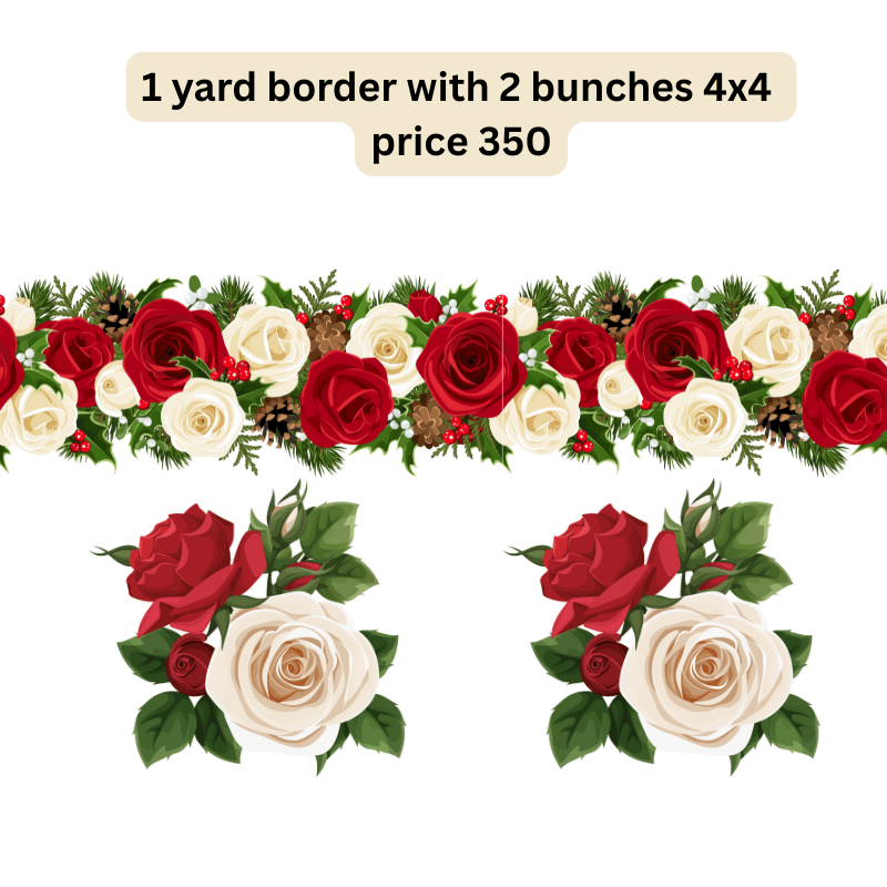 White Red realistic border set