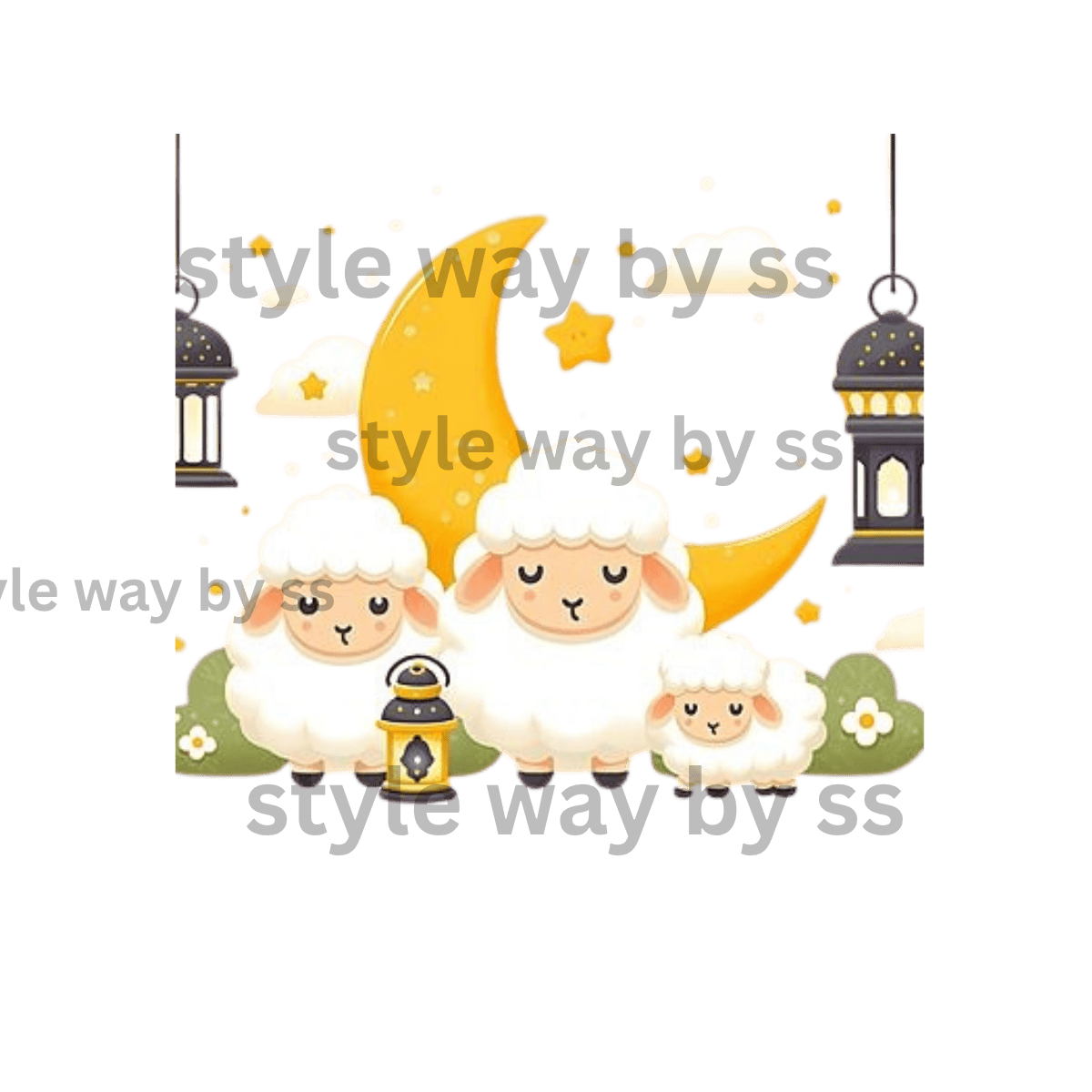 Sheep Group infront moon