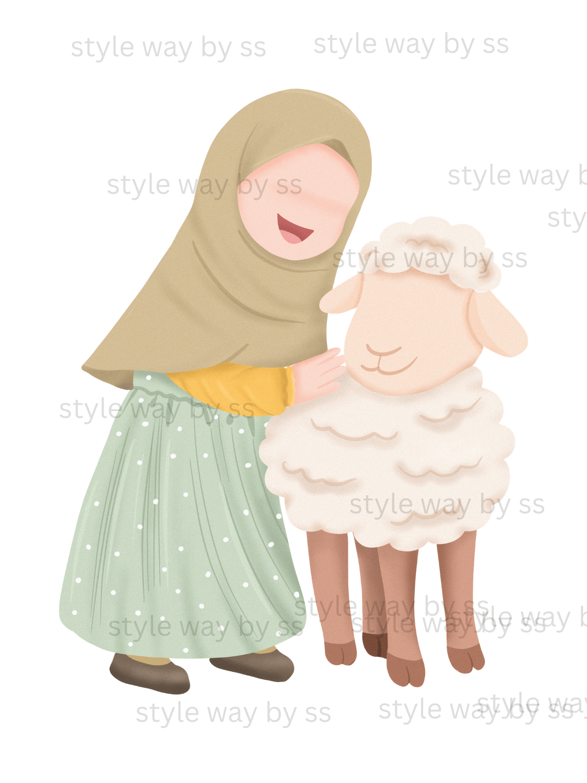 No Eyes girl and goat