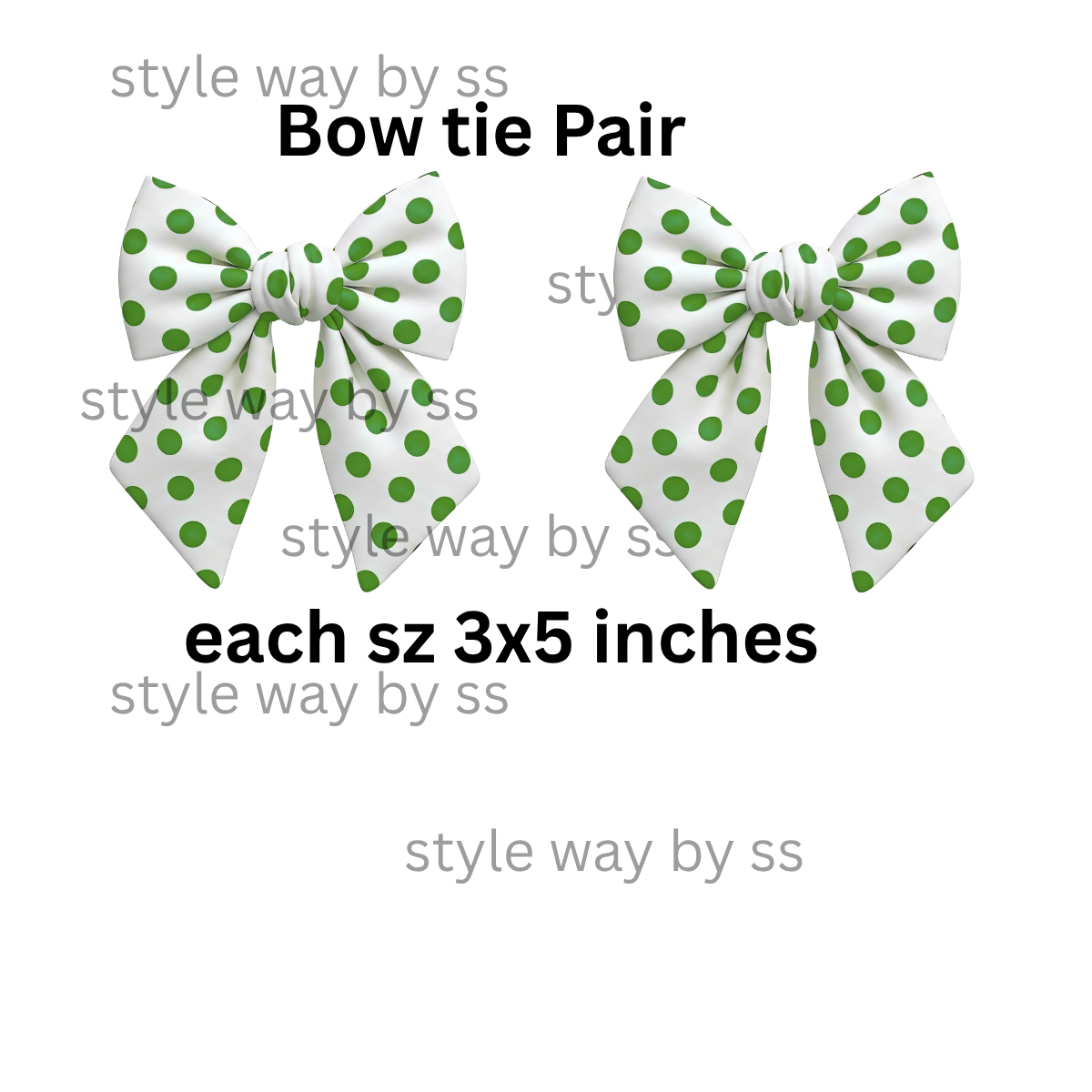Green White Bow tie Pair